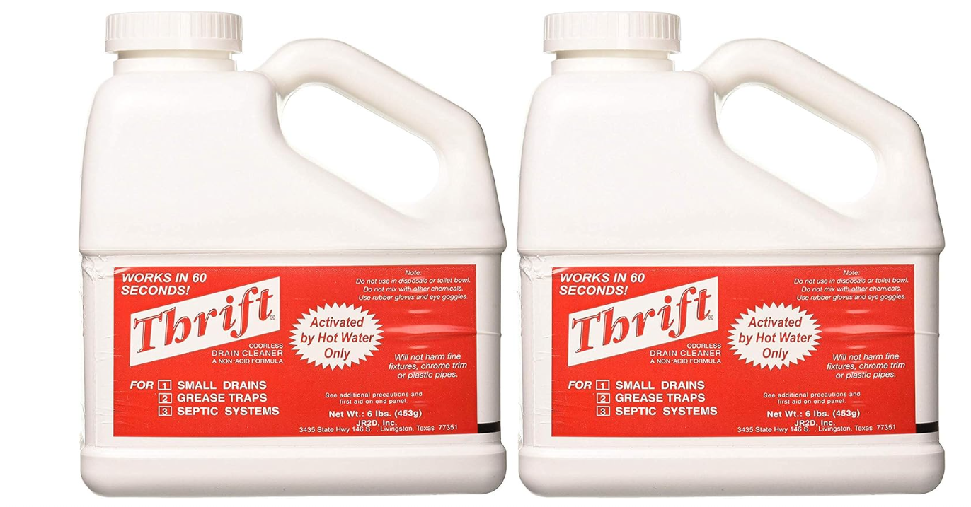 Thrift T-600 Alkaline Based Granular Drain Cleaner, 6 lb (Two Pack)