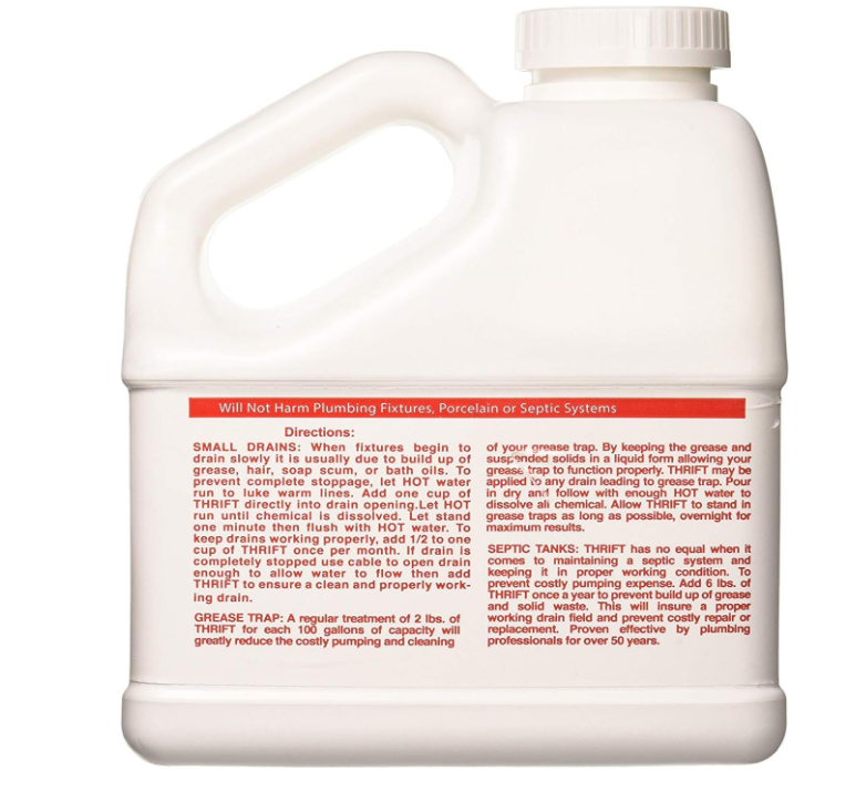 Thrift T-600 Alkaline Based Granular Drain Cleaner, 6 lb (Two Pack)